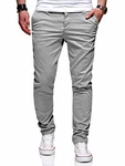 behype. Herren Basic Chino Jeans-Hose Stretch Regular Slim-Fit (80-0310) Hellgrau (80-0310)