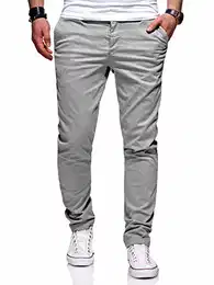 . Herren Basic Chino Jeans-Hose Stretch Regular Slim-Fit 80-0310,Hellgrau,32W / 32L