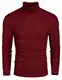 Coofandy Rollkragen Herren Strickpullover Pullover Slim Fit Winter Basic Sweater Mischen, Rot, M