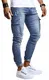 Leif Nelson Herren Jogger Jeans Cargo Hose Stretch Slim Fit Basic Denim Blaue Lange Jogg Jeanshose für Männer Jungen weiße Freizeithose Schwarze Chino Cargohose LN9445 Blau W32L32