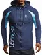 Leif Nelson Gym Herren Fitness Sport-Jacke für Training Trainingsjacke Slim Fit Männer Bodybuilder Sweatjacke Kapuzenpullover Bekleidung für Bodybuilding Hoodie LN8288 D.Blau-Türkis Medium