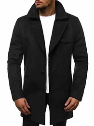 Herren Mantel Wintermantel Trenchcoat Jacke Übergangsjacke Coat Winter Herbst Lang Warm Stehkragen Reverskragen Elegant Klassischer Outdoor Gepolstert 777/4721P SCHWARZ M