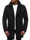 OZONEE Herren Mantel Wintermantel Trenchcoat Jacke Übergangsjacke Coat Winter Herbst Lang Warm Stehkragen Reverskragen Elegant Klassischer Outdoor Gepolstert 777/4721P SCHWARZ M
