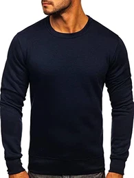 Herren Sweatshirt Pullover Sweater Pulli Langarmshirt Longsleeve Freizeit Sport Fitness Outdoor Basic Casual Style 2001 Tintenblau M [1A1]