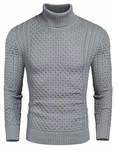 COOFANDY Pullover Herren Rollkragen Strickpullover Grau