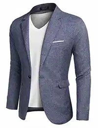 Blazer Herren Slim Fit Sakko Herren Modern Männer Sportlich Jackett Freizeit Blau m