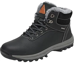 Mishansha Herren Wasserdicht Winterschuhe Winterstiefel Warm Gefüttert Stiefel Kurzschaft Winter Boots Schneestiefel Outdoor Rutschfest Leicht Wanderschuhe (028) Öl Schwarz