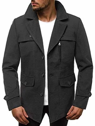 Herren Mantel Wintermantel Trenchcoat Jacke Übergangsjacke Coat Winter Herbst Lang Warm Stehkragen Reverskragen Elegant Klassischer Outdoor Gepolstert 777/5681P DUNKELGRAU M