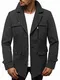 OZONEE Herren Mantel Wintermantel Trenchcoat Jacke Übergangsjacke Coat Winter Herbst Lang Warm Stehkragen Reverskragen Elegant Klassischer Outdoor Gepolstert 777/5681P DUNKELGRAU M