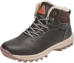 Winterschuhe Herren Warm Gefüttert Winterstiefel Wasserdicht Leichte Winterboots Flach Winter Boots Rutschfest Outdoor Kurz Stiefel für Männer Mokkabraun 43 EU