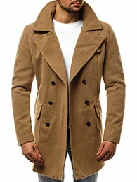 Herren Mantel Wintermantel Trenchcoat Jacke Übergangsjacke Coat Winter Herbst Lang Warm Stehkragen Reverskragen Elegant Klassischer Outdoor Gepolstert 777/9673P BEIGE M