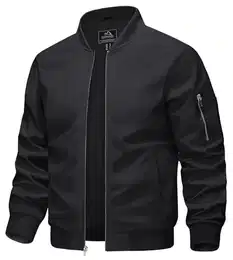 Übergangsjacke Herren Frühling Sommer Männer Blouson Jacke mit Reißverschluss Taschen College Jacke Leichte Herrenjacke Schwarz S