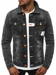 OZONEE Herren Jeansjacke Übergangs Bikerjacke (777) SCHWARZ (777/2422K)