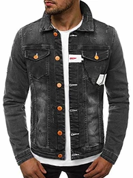 Herren Jeansjacke Jacke Jeans Übergangsjacke Sommerjacke Frühlingsjacke Herbstjacke Vintage Herrenjacke Herbst Übergangs Denim Bikerjacke Jacket Übergangs 777/2422K SCHWARZ S