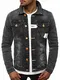 OZONEE Herren Jeansjacke Jacke Jeans Übergangsjacke Sommerjacke Frühlingsjacke Herbstjacke Vintage Herrenjacke Herbst Übergangs Denim Bikerjacke Jacket Übergangs 777/2422K SCHWARZ S