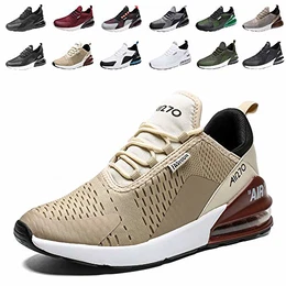 Laufschuhe Herren Damen Turnschuhe Sportschuhe Straßenlaufschuhe Sneaker Atmungsaktiv Trainer für Running Fitness Gym Outdoor Leichte 8GoldBraunWeiß 43EU
