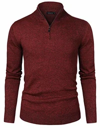 Pullover Herren Stehkragen 1/4 Half Zip Arbeitspullover Baumwolle Rollkragenpullover Stretch Winterpullover Herbst Winter Langarm Poloshirt Sweater