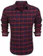 COOFANDY Herren Hemd Kariert Langarm Slim fit Freizeithemden Karohemd Manschette mit Stickerei Hemden männer Business Casual bügelleicht
