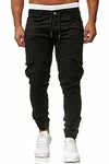 Cassiecy Herren Hose Jogger Chino Cargo Jeans Hosen Stretch Sporthose mit Taschen Slim Fit Freizeithose Schwarz
