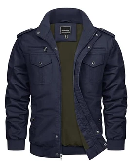 TACVASEN Herrenjacke Parka Übergangsjacke Navy Blau