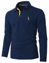 Poloshirt Herren Langarm Golf T-Shirt mit Fashion Giraffe Stickerei Polos,Blau 1,M