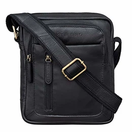 'Jamie' Kleine Herren Ledertasche Umhängetasche Schwarz Vintage Messenger Bag Herrenhandtasche für 9.7 Zoll iPad Moderne Leder Schultertasche für Männer