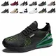populalar Laufschuhe Herren Damen Turnschuhe Sportschuhe Straßenlaufschuhe Sneaker Atmungsaktiv Trainer für Running Fitness Gym Outdoor Leichte 5SchwarzGrün 43EU
