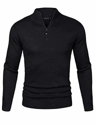 Sykooria Herren Strickpullover Feinstrick Schwarz