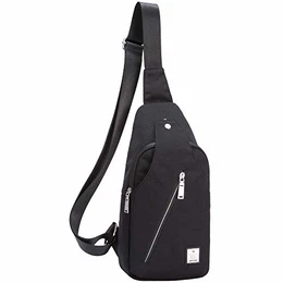 Brusttasche Sling Bag Schultertasche für Damen und Herren Crossbody Bag Umhängetasche Rucksack (1713Black, S)