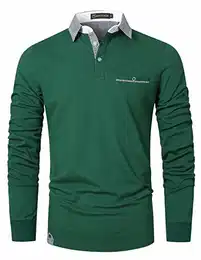 Poloshirt Herren Langarm Golf T-Shirt Klassische Karierte Spleiß Polohemd S-2XL,Grün,M
