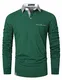GHYUGR Poloshirt Herren Langarm Golf T-Shirt Klassische Karierte Spleiß Polohemd S-2XL,Grün,M