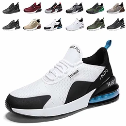 Laufschuhe Herren Damen Turnschuhe Sportschuhe Straßenlaufschuhe Sneaker Atmungsaktiv Trainer für Running Fitness Gym Outdoor Leichte 10WeißSchwarzBlau 43EU