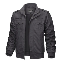 KEFITEVD Herrenjacke Übergangsjacke Militär Jacke Outdoor Dunkelgrau