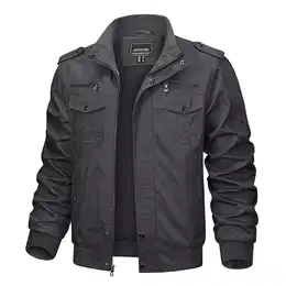 Herrenjacke Leicht Jacke Herren Fliegerjacke Militär Jacke Multi Taschen Jagdjacke Basic Übergangsjacke Outdoorjacke Männer Übergangsjacke Dunkelgrau S