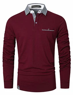 GHYUGR Poloshirt Herren Langarm Golf T-Shirt Klassische Karierte Spleiß Polohemd GHYUGR Poloshirt Herren Langarm Golf T-Shirt Klassische Karierte Spleiß Polohemd