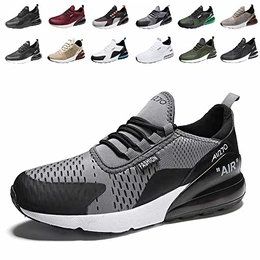 Laufschuhe Herren Damen Turnschuhe Sportschuhe Straßenlaufschuhe Sneaker Atmungsaktiv Trainer für Running Fitness Gym Outdoor Leichte 7GrauSchwarzWeiß 43EU
