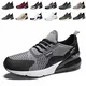 populalar Laufschuhe Herren Damen Turnschuhe Sportschuhe Straßenlaufschuhe Sneaker Atmungsaktiv Trainer für Running Fitness Gym Outdoor Leichte 7GrauSchwarzWeiß 43EU