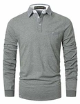 GHYUGR Poloshirt Herren Langarm Golf T-Shirt Klassische Karierte Spleiß Polohemd Grau