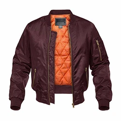 KEFITEVD Herren Übergangsjacke Bomber Pilotenjacke Orange/Weinrot