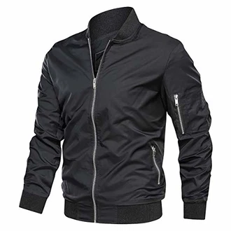 KEFITEVD Herren Bomber Blouson Jacke Schwarz