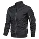 KEFITEVD Jacke Herren Übergangsjacke Männer Sommer Baseball Jacke Sportjacke mit Zipper-Taschen College Jacke Bomber Blouson Lässig Windjacke Männer Schwarz M (Etikett: L)