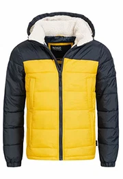 Indicode Herren Hanson Steppjacke in Daunenjacken-Optik mit Abnehmbarer Kapuze warme sportliche Winterjacke gefütterte Übergangsjacke Teddyfell Jacke für Männer Mustard M