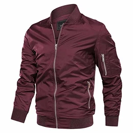 Fliegerjacke Herren Bundeswehr Jacke Männer Bomberjacke Military Jacke Casual Freizeit Herbst Jacke Outdoor Windbreaker mit Innentasche Armeejacke Weinrot M (Etikett: L)