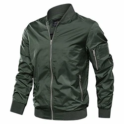 KEFITEVD Herren Bomber Blouson Jacke Dunkeloliv