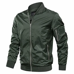 Sommerjacke Herren Leicht Bomber Blouson Fliegerjacke mit Ärmeltasche Stehkragen Frühlingsjacke Militär Jacke Männer Outdoor Lässig Sportjacke Dunkeloliv M