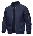 KEFITEVD Herren Bomber Blouson Jacke Dunkelblau/Blau