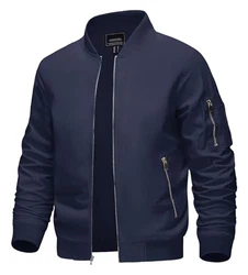 KEFITEVD Herren Bomber Blouson Jacke Dunkelblau/Blau