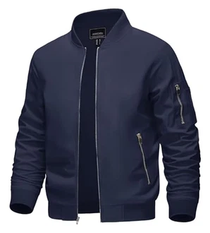 KEFITEVD Herren Bomber Blouson Jacke Dunkelblau/Blau