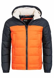 Indicode Herren Hanson Steppjacke in Daunenjacken-Optik mit Abnehmbarer Kapuze warme sportliche Winterjacke gefütterte Übergangsjacke Teddyfell Jacke für Männer Orangeade M