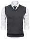 iClosam Herren Pullunder V-Ausschnitt Comfort Fit Baumwoll Strickweste (Dunkelgrau, M)